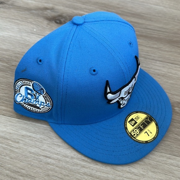Sky Blue Chicago Bulls Gray Bottom 6X Champions Side Patch New Era 59Fifty Fitt - Picture 6 of 10